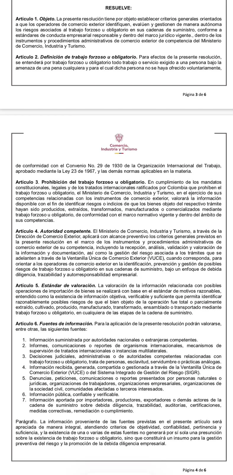 MinComercio prepara resolución para exigir mayor debida diligencia frente al trabajo forzoso en las cadenas de suministro