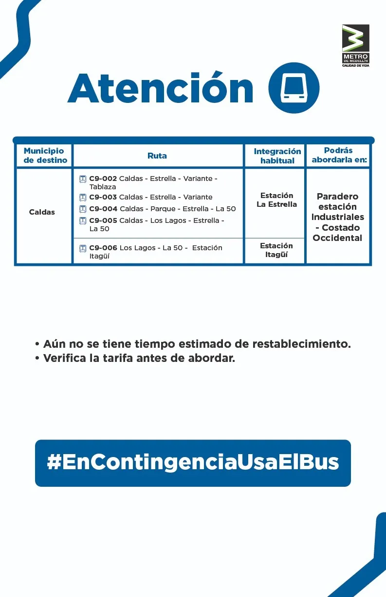 Seis estaciones del Metro permanecen fuera de servicio por inconveniente en la catenaria