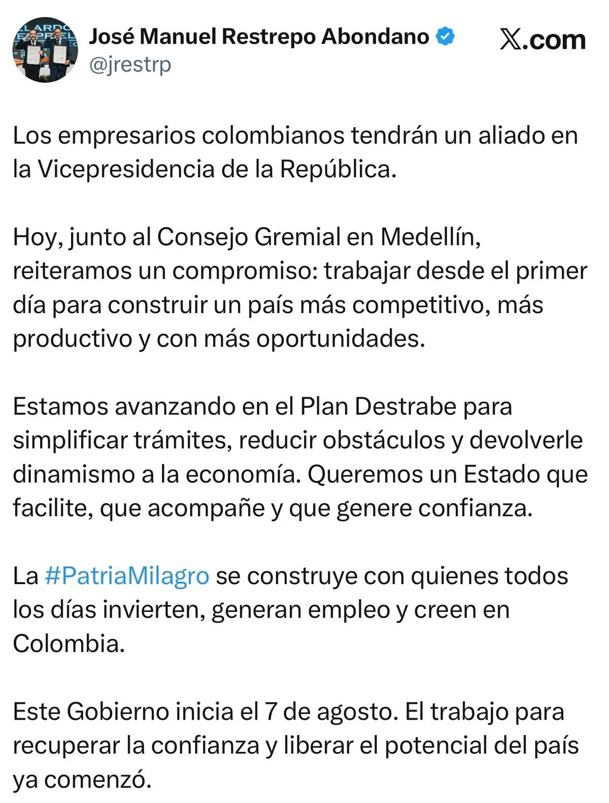 Gobierno entrante y gremios económicos consolidan agenda conjunta para impulsar la competitividad y el crecimiento empresarial