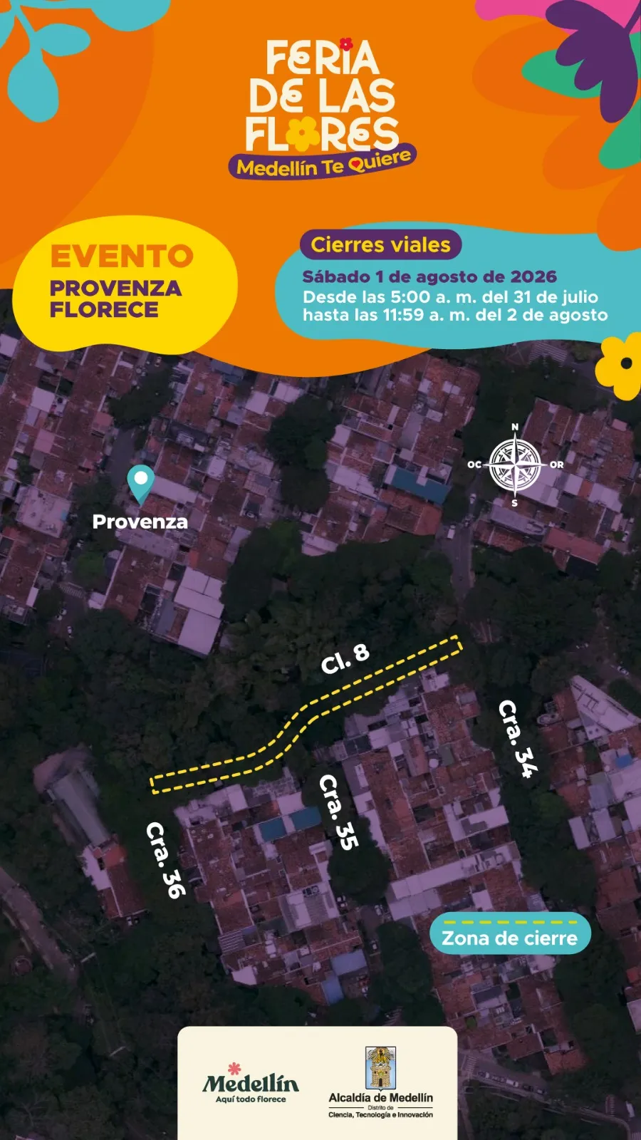 Feria de las Flores traerá cierres viales en Medellín entre el 31 de julio y el 10 de agosto