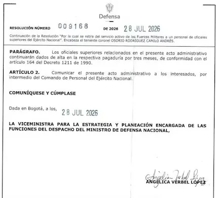 A días de acabar el gobierno Mindefensa ordenó retiro de cinco coroneles del Ejército 