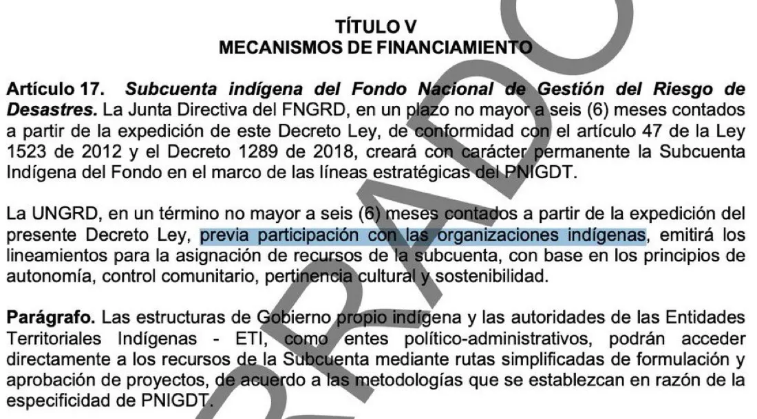 Senadora María Clara Posada cuestionó proyecto que ampliaría la participación de cabildos indígenas en recursos de la UNGRD al final del gobierno 