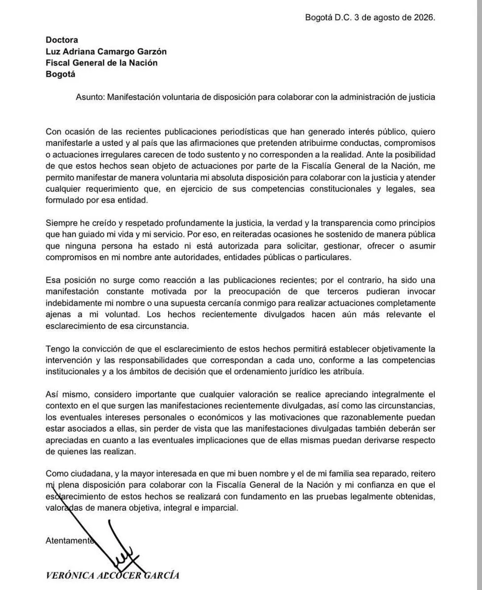 Verónica Alcocer pide a la Fiscalía investigar señalamientos en su contra y ofrece plena colaboración con la justicia
