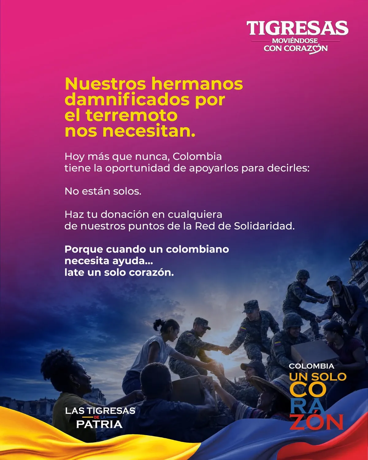 Las Tigresas de la Patria activan red de solidaridad para ayudar a damnificados por el terremoto