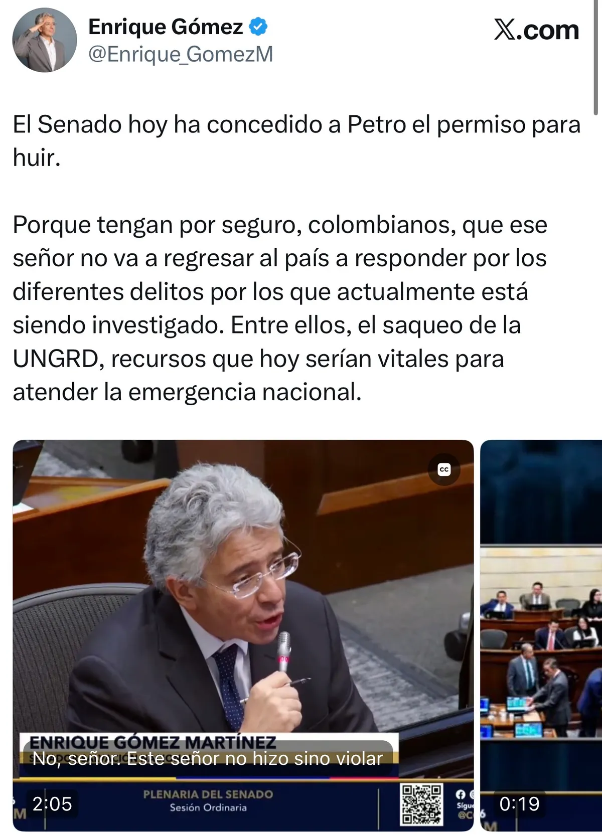 Congreso autoriza a Gustavo Petro a salir del país durante un año en medio de cuestionamientos de la oposición. Podría huir