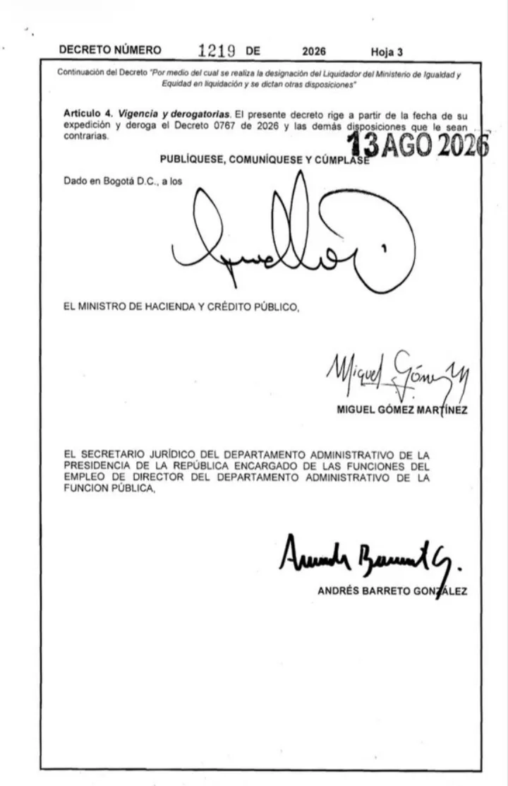John Milton Rodríguez asumirá la liquidación del Ministerio de la Igualdad por decisión del Gobierno