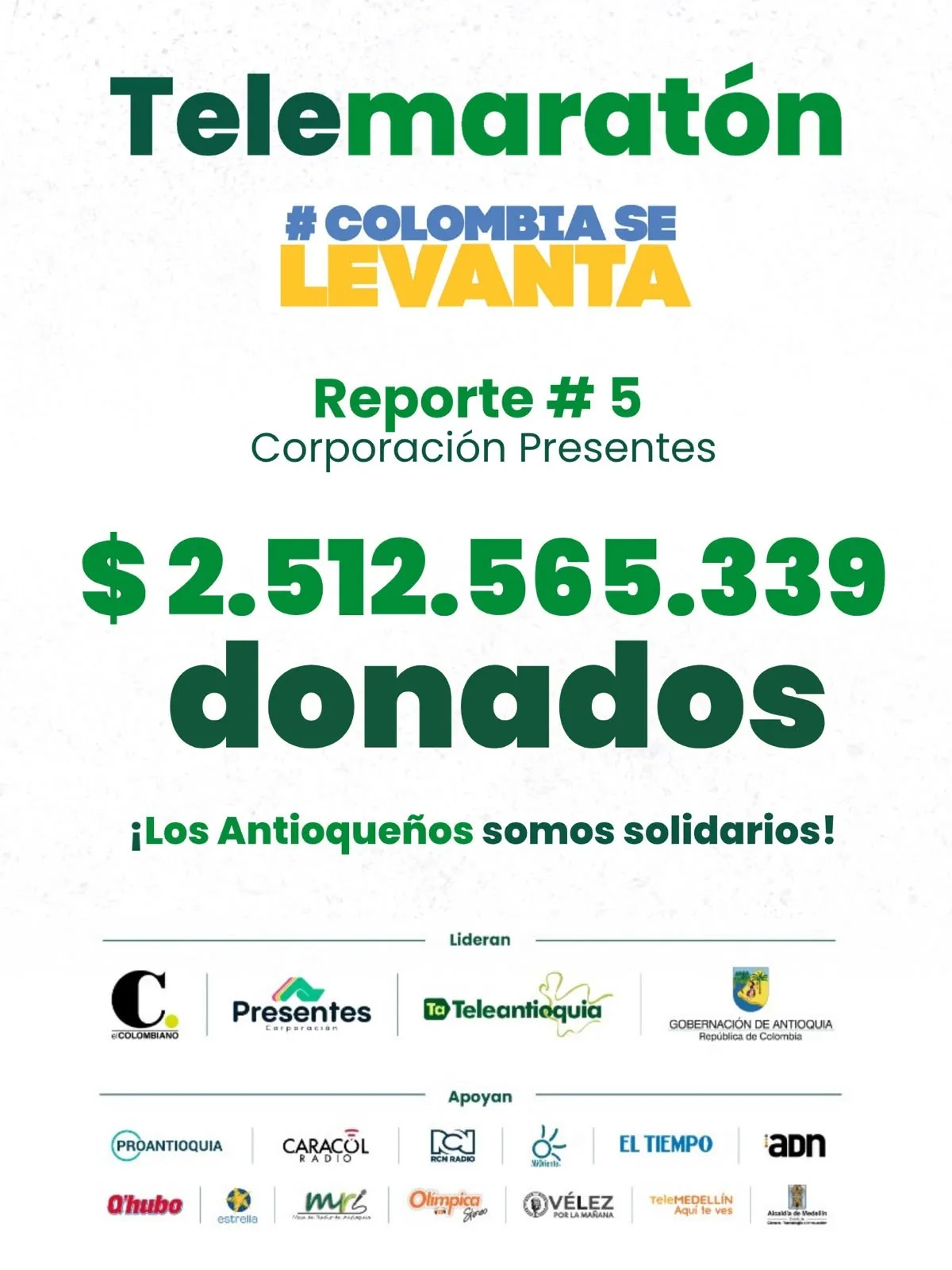 TeleMaratón Colombia Se Levanta supera los $2.512 millones en donaciones