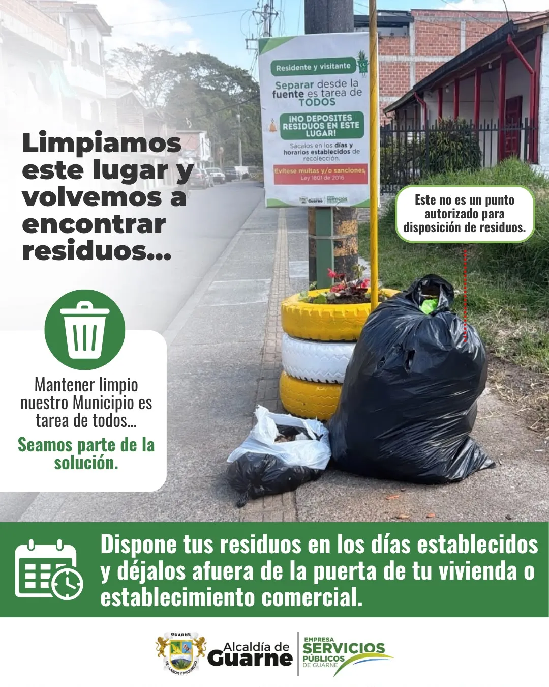 Tres puntos utilizados para arrojar residuos fueron intervenidos en San Vicente, Guarne