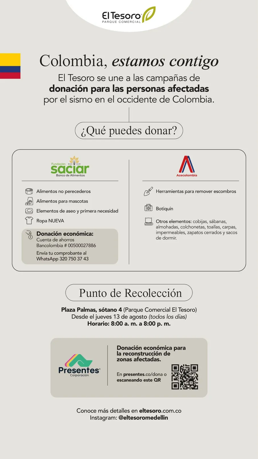 El Tesoro habilita punto de donaciones para apoyar a damnificados por el terremoto