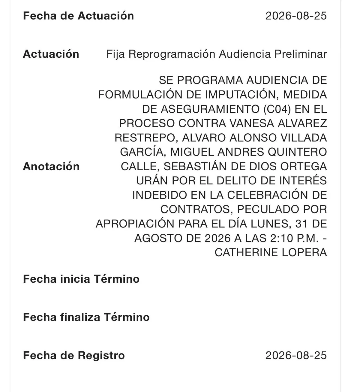 Mañana será la audiencia de imputación y medida de aseguramiento contra Miguel Quintero, hermano de Daniel Quintero