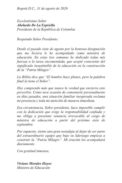 Sorpresivo cambio en el Ministerio de Educación: Sale Viviane Morales, llega Ilva Myriam Hoyos