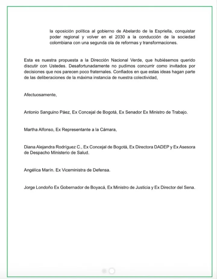 Dirigentes de Alianza Verde propusieron coalición progresista y oposición al Gobierno