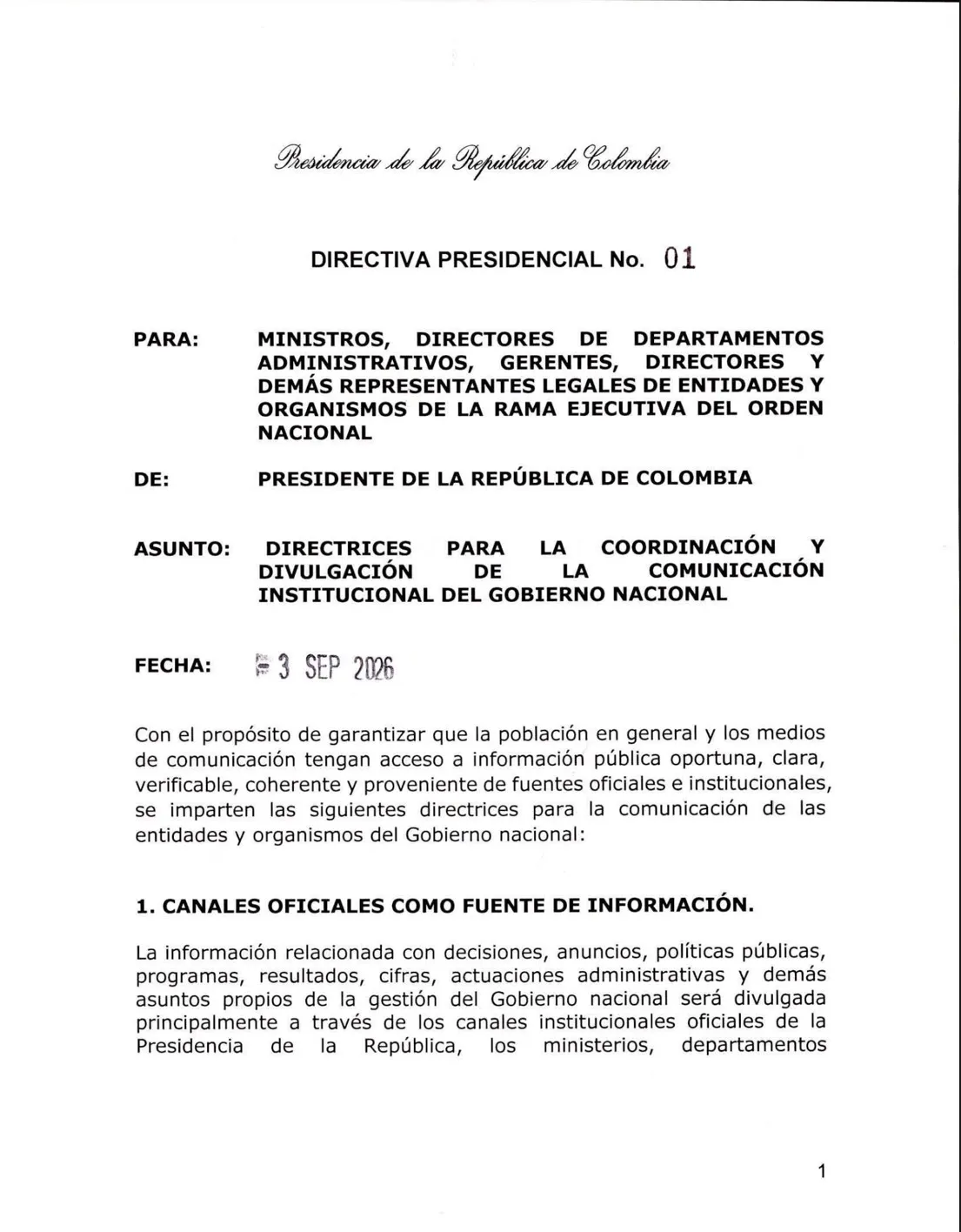 Gobierno de Abelardo de la Espriella establece nuevas directrices de comunicación para sus ministros