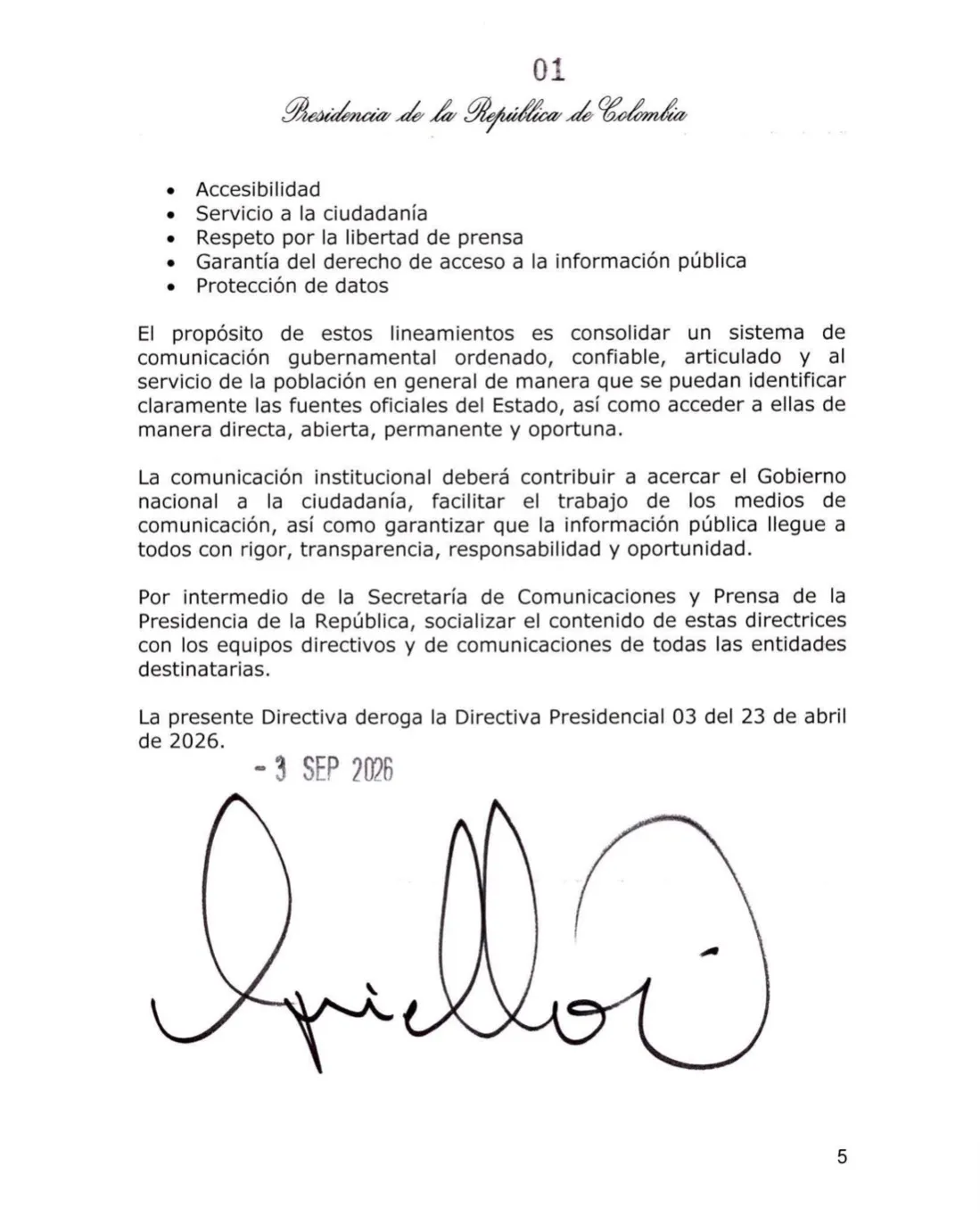 Gobierno de Abelardo de la Espriella establece nuevas directrices de comunicación para sus ministros