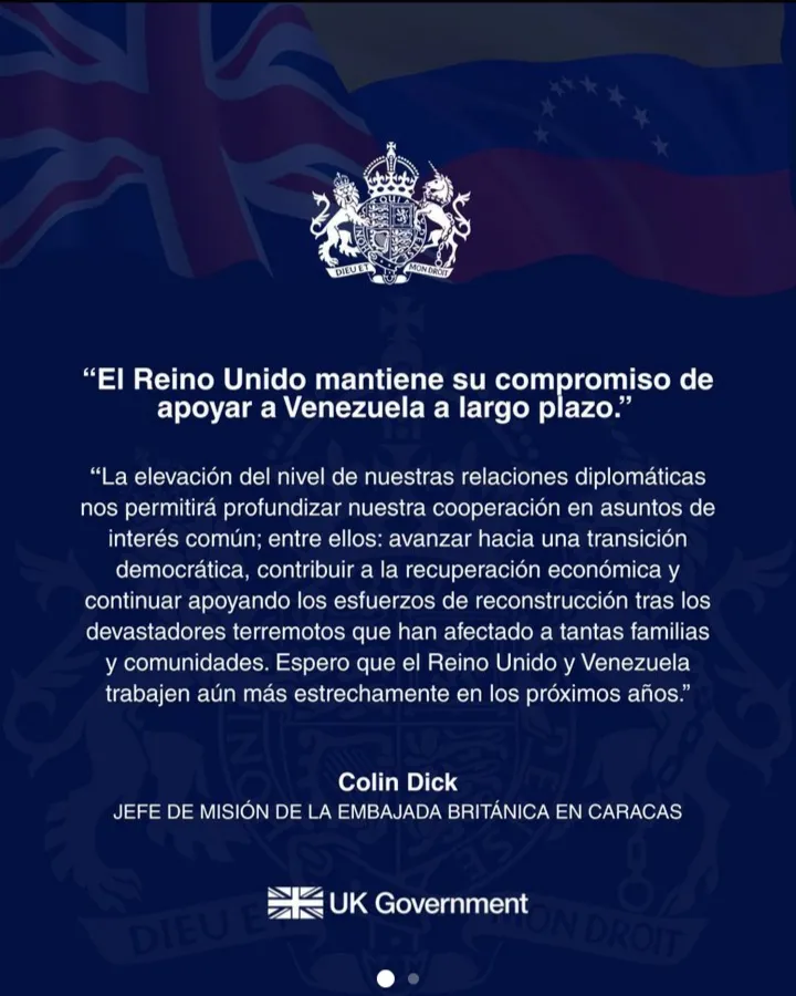 Venezuela y Reino Unido están avanzando en su acercamiento diplomático mientras buscan recuperar reservas de oro