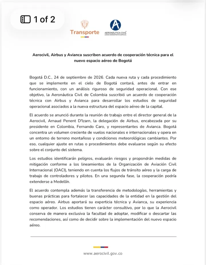 Aerocivil sumó a Airbus y Avianca a estudios sobre la reorganización del espacio aéreo capitalino