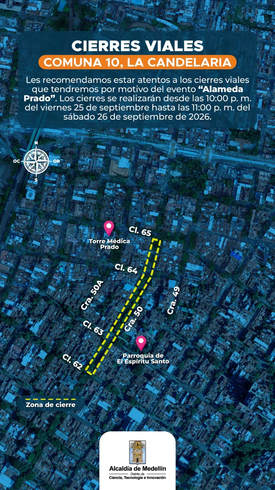 Carrera de las Rosas y festivales generarán cierres viales en varios sectores de Medellín