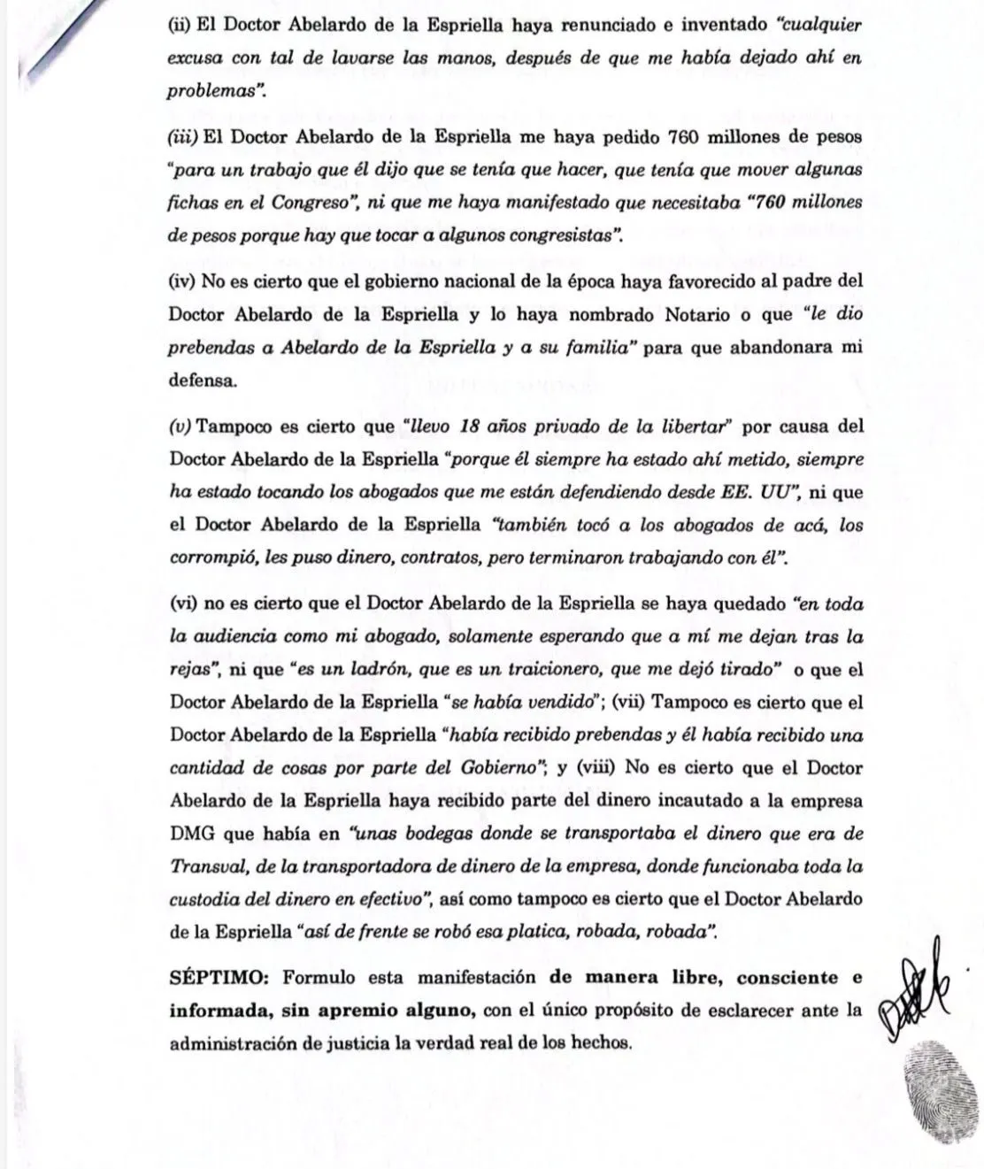 David Murcia Guzmán se retractó de acusaciones contra Abelardo de la Espriella