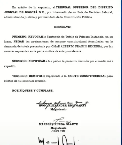 Tribunal Superior de Bogotá revocó fallo que ordenaba a presidente de la espriella pedir disculpas por acto religioso