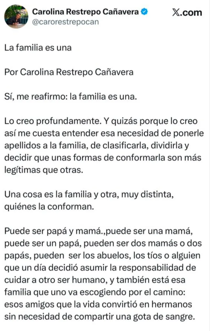 Directora del ICBF explicó nuevamente su postura sobre las distintas formas de conformar una familia