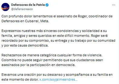 Exalcalde de Cubarral y dirigente político fueron asesinados en zona rural del Meta
