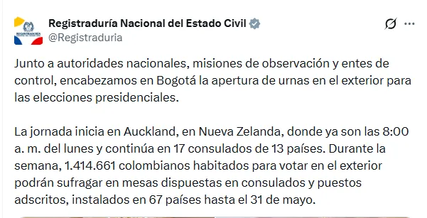 (EN VIDEO) Con apertura de urnas en Nueva Zelanda inició la votación presidencial de colombianos en el exterior