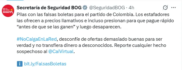 Alertan por estafas con boletas falsas para el Colombia vs. Costa Rica en El Campín en Bogotá