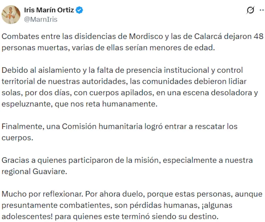 "Se están matando entre ellos". Más de 50 muertos en Guaviare tras combates entre disidencias de las FARC. 