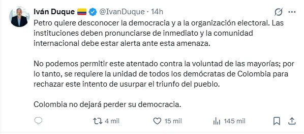Gremios, dirigentes y sectores políticos cuestionaron a Petro por sembrar dudas sobre los resultados electorales