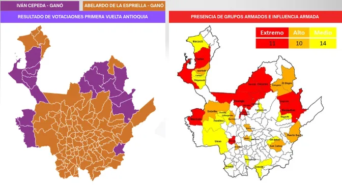 (ANÁLISIS) Geografía electoral bajo la lupa. La coincidencia entre el mapa de Iván Cepeda y las zonas de influencia armada reabre el debate sobre las garantías democráticas