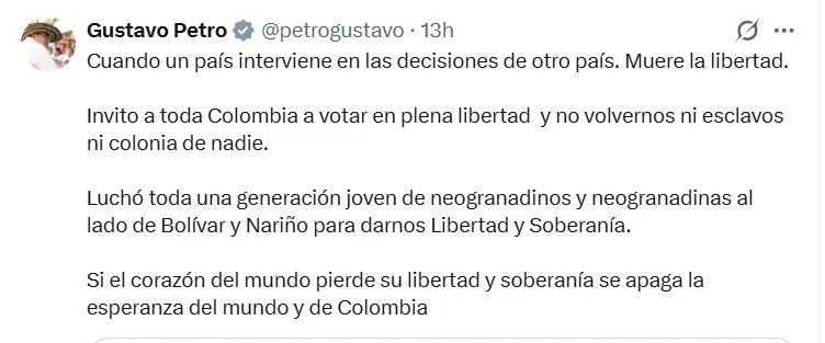 Petro cuestionó respaldo de Trump a De la Espriella: “Cuando un país interviene en otro, muere la libertad” 