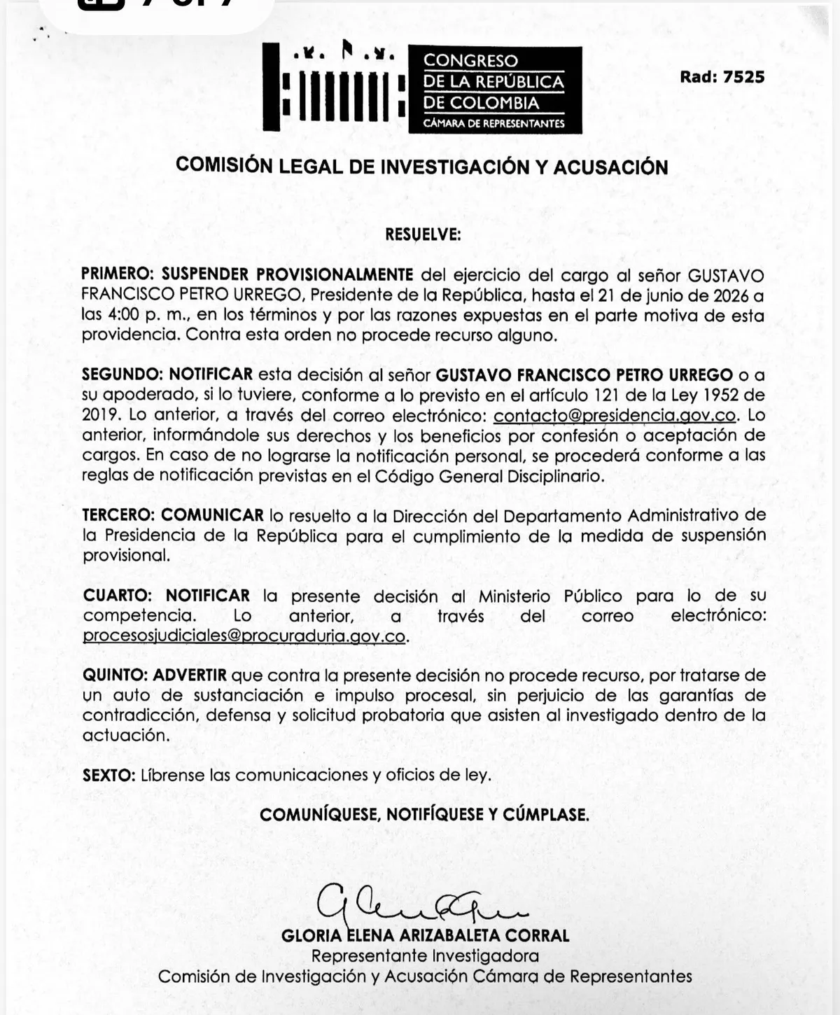 Comisión de Acusaciones suspende provisionalmente a Gustavo Petro y desata debate jurídico y político