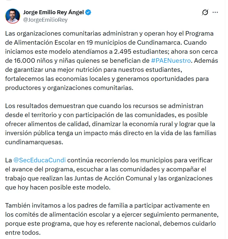 PAE multiplicó cobertura y llegó a cerca de 16.000 estudiantes en Cundinamarca