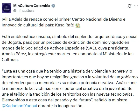 Villa Adelaida abrió sus puertas como Centro Nacional para el diseño y la innovación cultural