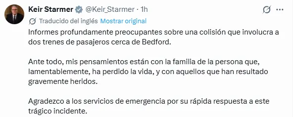Colisión entre dos trenes en Bedford dejó una persona fallecida y varios heridos en el centro de Inglaterra