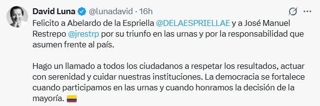 Reacciones políticas tras el preconteo que dio como ganador a Abelardo De La Espriella en la segunda vuelta presidencial