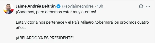 Reacciones políticas tras el preconteo que dio como ganador a Abelardo De La Espriella en la segunda vuelta presidencial