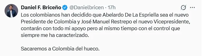 Reacciones políticas tras el preconteo que dio como ganador a Abelardo De La Espriella en la segunda vuelta presidencial