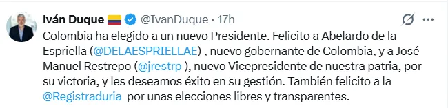 Reacciones políticas tras el preconteo que dio como ganador a Abelardo De La Espriella en la segunda vuelta presidencial