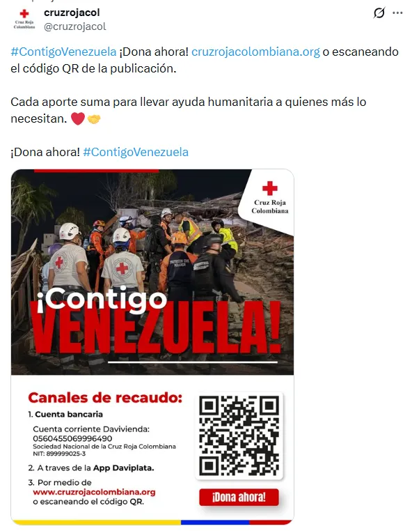 Bogotá habilitó centros de acopio para recibir ayudas destinadas a los damnificados por los terremotos en Venezuela