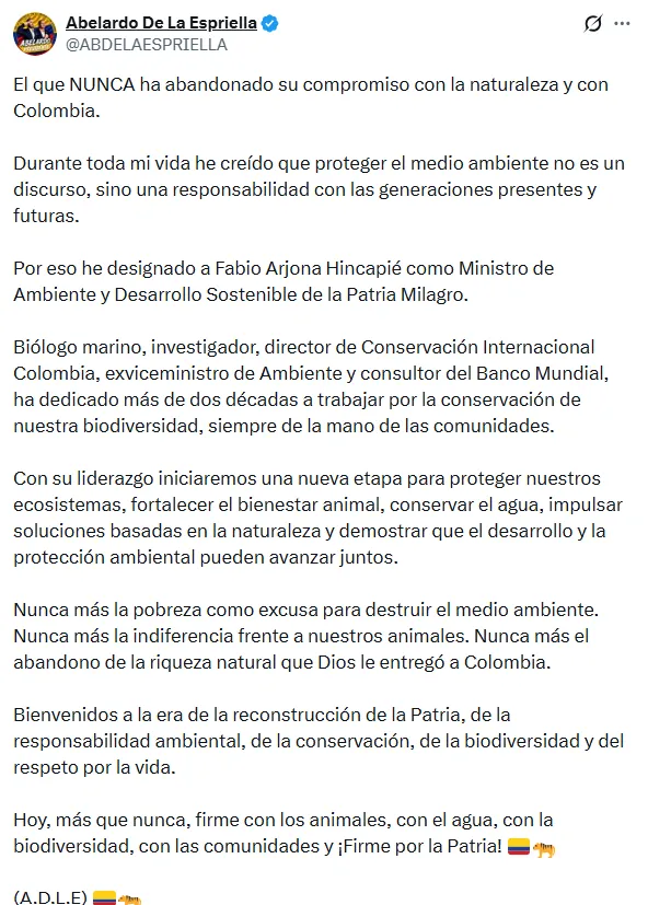 Así avanza el gabinete de Abelardo De La Espriella: Estos son los ministros confirmados y los nombres que suenan