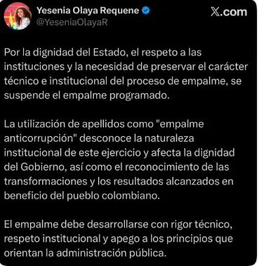 Ministra de Ciencia suspendió el empalme y pidió preservar el carácter institucional del proceso