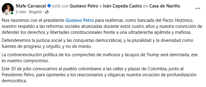 Pacto Histórico anunció demanda de nulidad contra la elección de Abelardo De La Espriella tras reunión con Petro