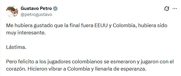 El deseo de Petro de una final entre Colombia y EE. UU. desató una ola de críticas en redes sociales