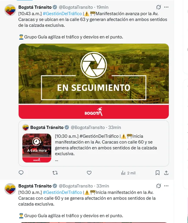 Se reactivaron los bloqueos en la avenida Caracas y volvió la afectación para miles de usuarios de TransMilenio