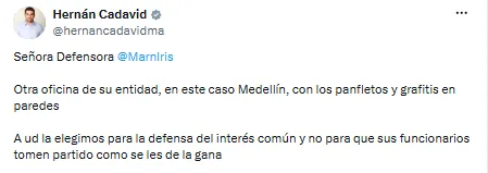 Polémica por grafitis en oficinas de la Defensoría del Pueblo en Medellín reavivó debate