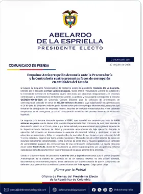Equipo jurídico del presidente electo solicitó investigaciones por contratos y convenios de entidades públicas