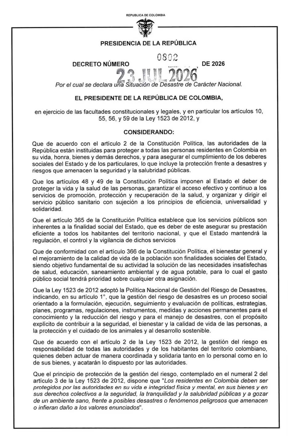 Gobierno Petro declara desastre nacional por el fenómeno de El Niño y activa medidas extraordinarias por 12 meses a solo días de finalizar.