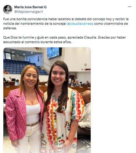 Claudia Carrasquilla dejó el Concejo de Medellín y su designación en Defensa recibió respaldos 