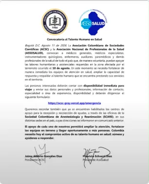 Personal de salud con disponibilidad inmediata podrá apoyar la atención de la emergencia nacional